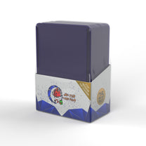 Pack of 25 purple card sleeves in transparent packaging with One Stop Card Shop branding and 3 1/4" x 4" regular top loader label, displayed on white background.